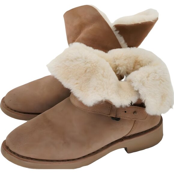 UGG Syden Sheepskin Suede Pull-On Boots Chestnut Women's US 9.5 - Picture 2 of 6